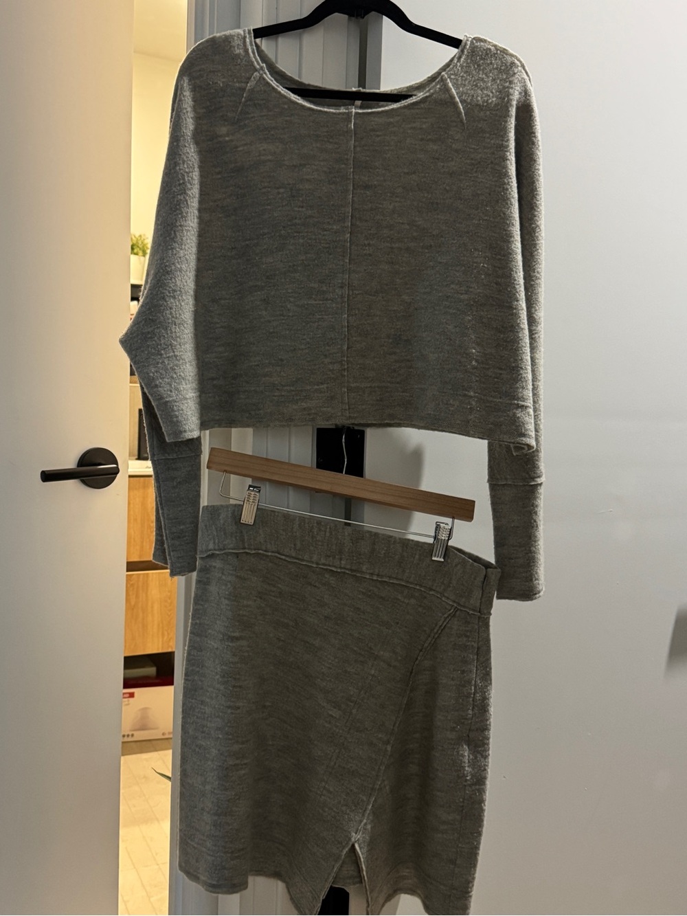 Free People Gray Knit Two-Piece  Set